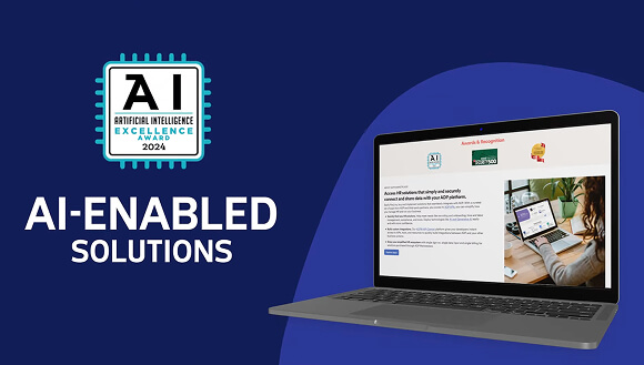 Laptop device with ADP Marketplace and AI Excellence Award 2024 badge