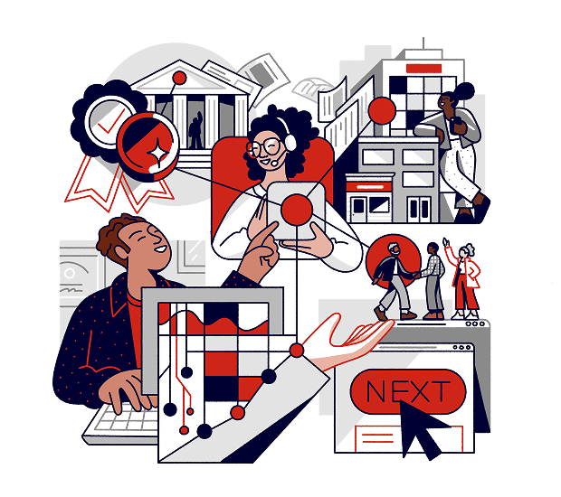 Grid featuring the ADP Difference pillars: flexibility, trust, client service, technology, humanity.